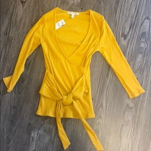 Marigold faux wrap vneck top
